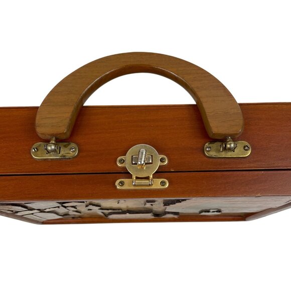 Vintage Anton Pieck Box Purse With Lucite Handle & New Orleans Scene - Picture 5 of 11